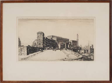 Henry Rushbury (1889-1968) British Artist Antique Genoa Italy Cityscape Signed Framed Print
