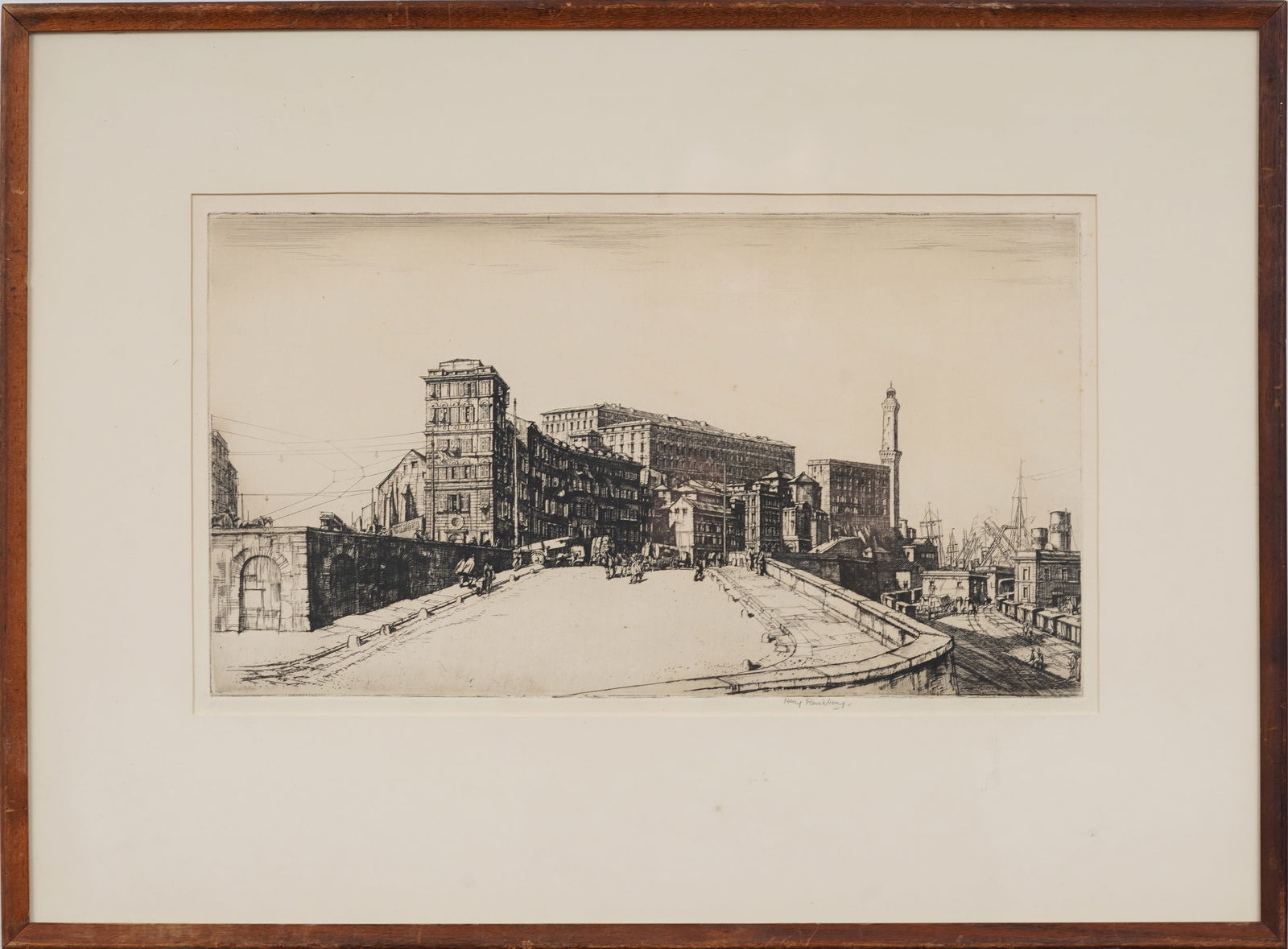 Henry Rushbury (1889-1968) British Artist Antique Genoa Italy Cityscape Signed Framed Print (1 of 7)