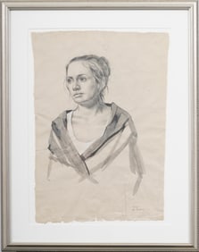 Super Realist Signed Antique American School Framed Original Young Woman Portrait Painting