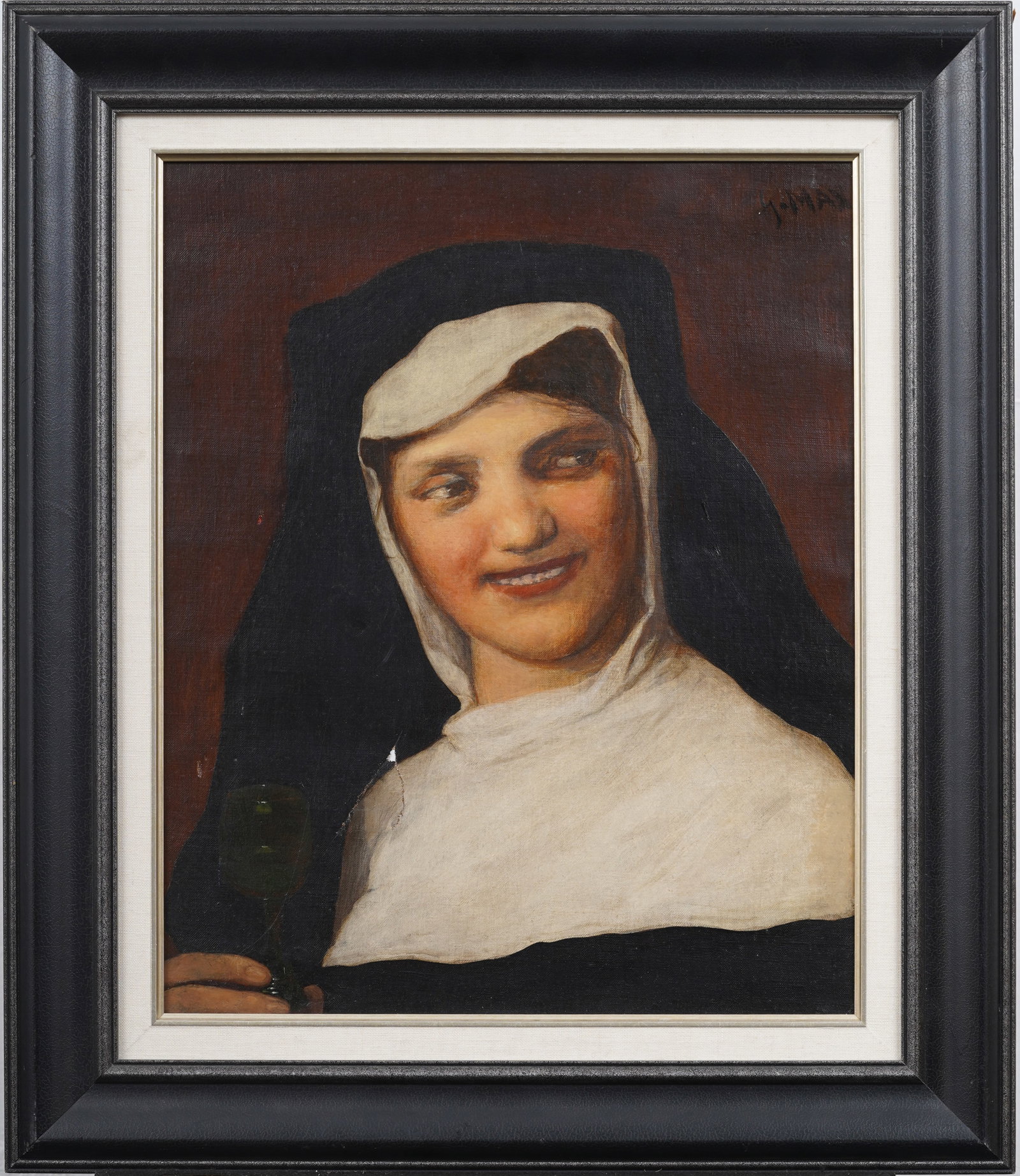 Antique European Genre Scene Nun Portrait Framed and Signed Original Oil Painting: Antique American or European nun portrait oil painting . Oil on canvas. Signed. Framed. Needs some restoration. Measuring: 26 by 22 inches overall, and 19 by 15.5 painting alone. Please see all images