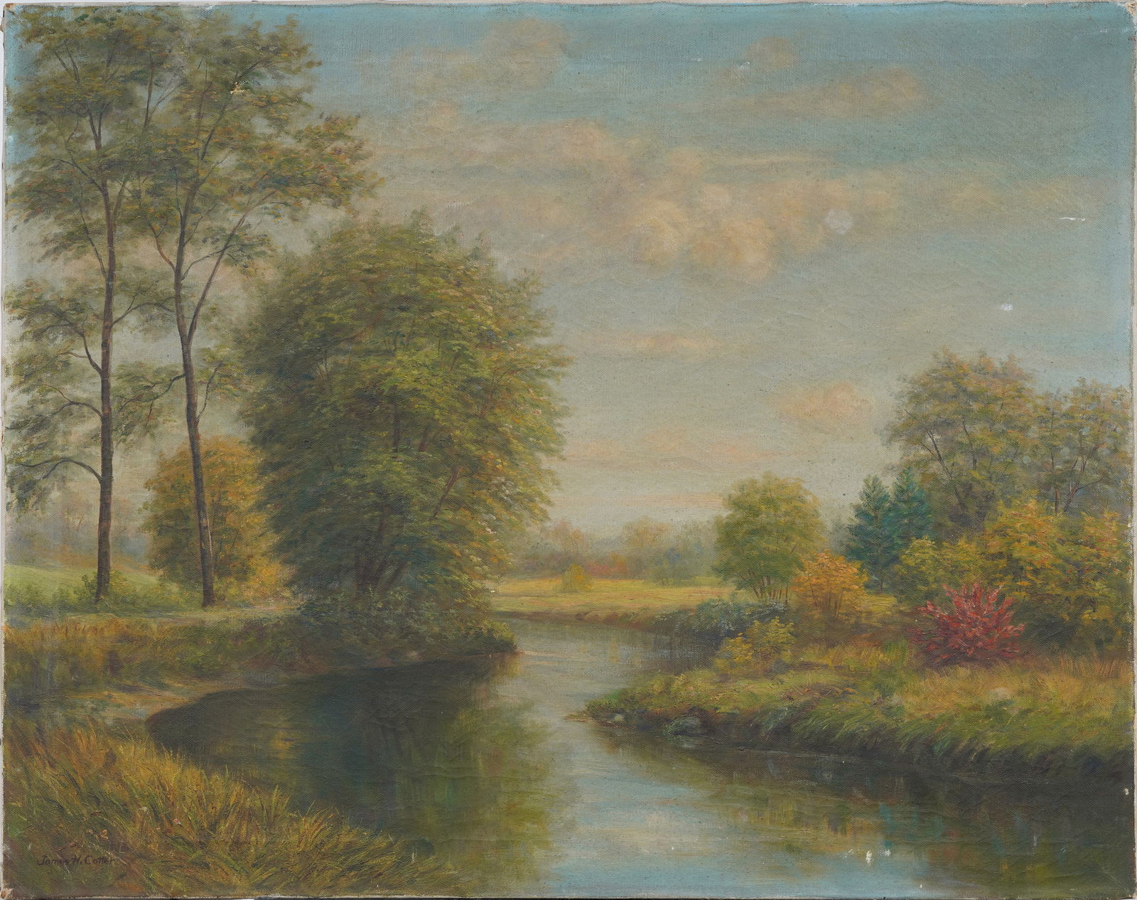 James Cotter Signed Antique American Impressionist Landscape Original Oil Painting (1 of 7)