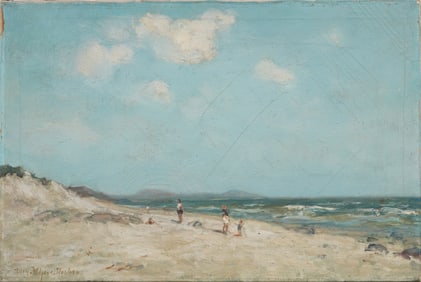 Jacques Witjens (1881-1956) Signed Important Listed European Beach Scene Oil Painting