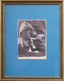 Georges Braque "Birds of Night" Mourlot Lithograph Framed Modernist Abstract Print
