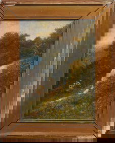 Thomas Creswick (1811 - 1869) Antique English Waterfall Landscape Framed Original Oil Painting