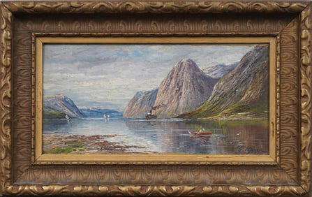 Antique European Mountain Landscape Signed "Marek" Framed Original Oil Painting
