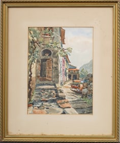 Antique European Impressionist Street Scene Signed Framed Painting