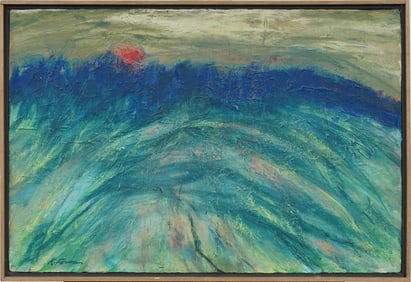 Kenneth Warner Forman (1925 - 2015) Antique American Modernist Abstract Landscape Oil Painting