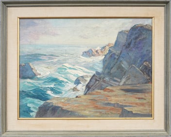 Parker S. Perkins (1862-1942) Antique American Impressionist Boston School Seascape Oil Painting