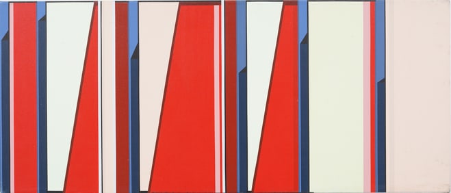 Large Vintage American Modernist Geometric Abstract Original Oil Painting