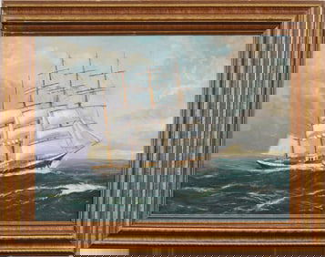 Theodore Victor Carl Valenkamph (1868 - 1924) Antique American Signed Seascape Original Oil Painting