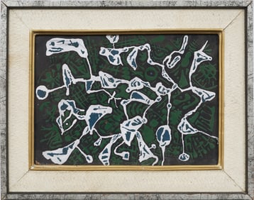 Antique American or European Modernist Framed Abstract Signed Oil Painting