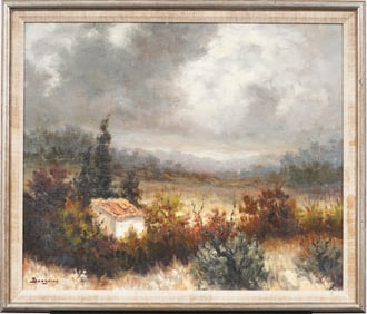 Eugene Sandrini (1925 - 1998) Antique French Impressionist Landscape Framed Original Oil Painting