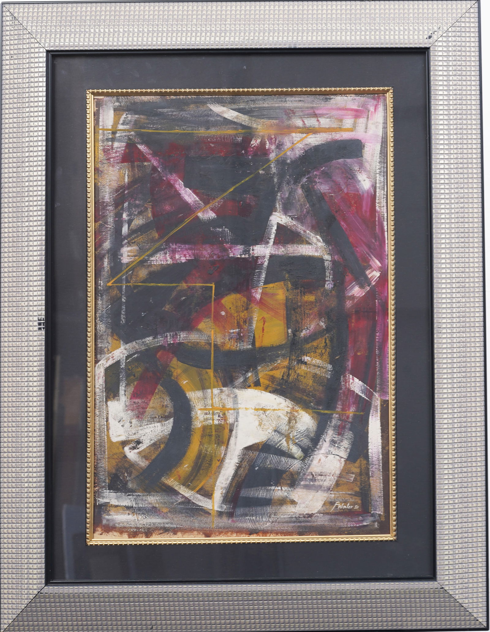 Signed Abstract Expressionist Framed Original Mixed Media Painting (1 of 8)