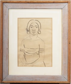 Anthony J. (Tony) Sisti (1901 - 1983) Antique American Modernist Portrait Framed Drawing