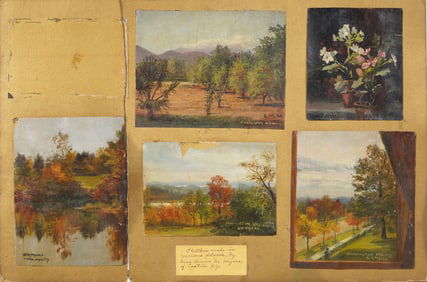 Annie Myers Signed Antique American Impressionist Landscape Group Original Oil Painting