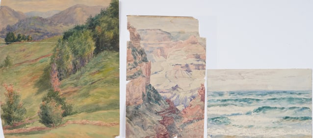 Antique American Impressionist Collection of Watercolors Original Painting