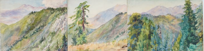Antique American Impressionist Collection of Watercolors Original Painting
