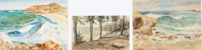 Antique American Impressionist Collection of Watercolors Original Painting