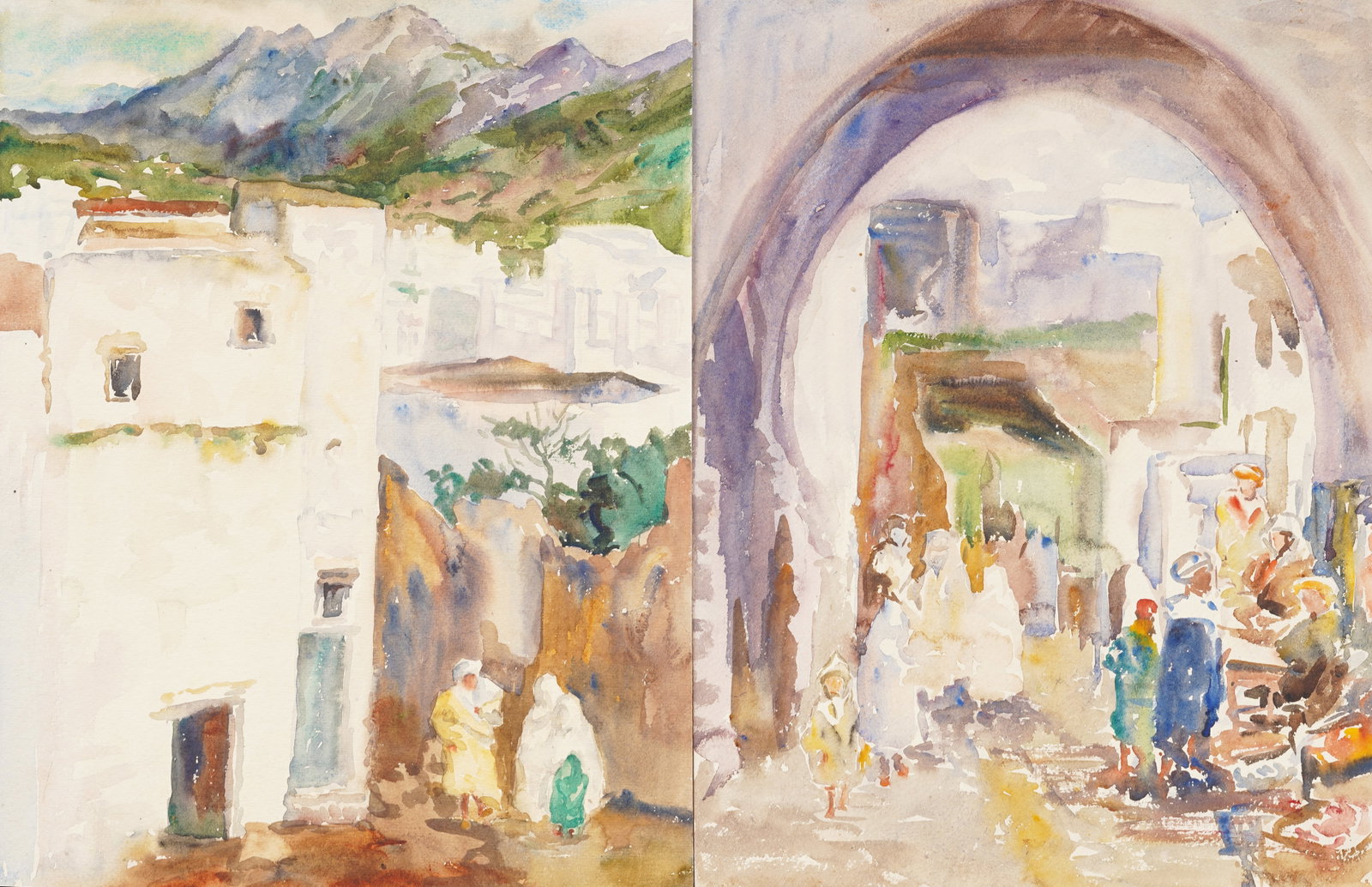 Antique American Impressionist Collection of Watercolors Original Painting: Antique American watercolor paintings. Measuring: 19 by 16 inches overall. Please see all images for condition. Size is measured and written on the back of the painting. The first size is the overall 