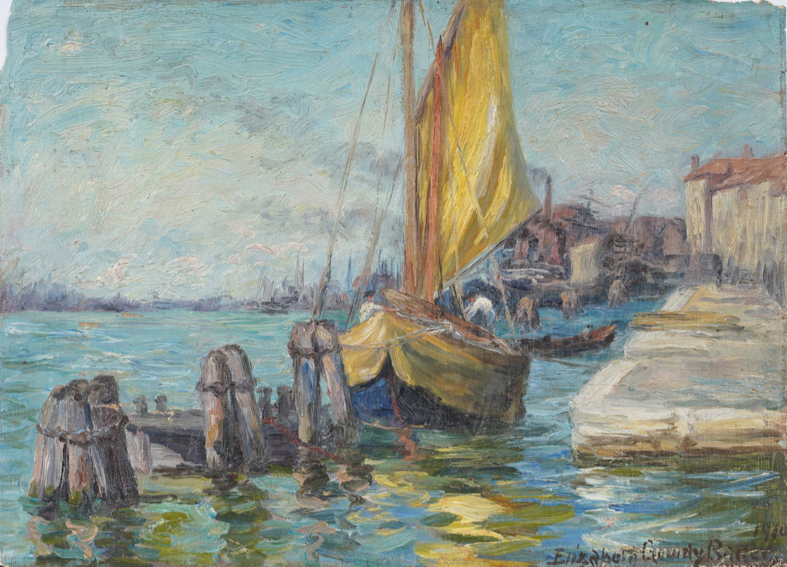 Elizabeth Gowdy Baker (1860 - 1927) Antique American Impressionist Seascape Original Oil Painting (1 of 6)