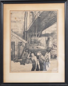 Glenn O. Coleman (1887 - 1932) Antique American Ashcan School New York Street Scene Print