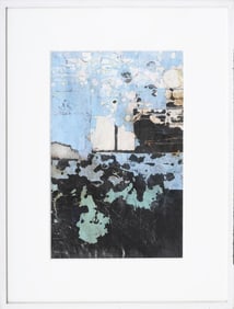 Signed Contemporary Abstract Framed Mixed Media Composition Painting