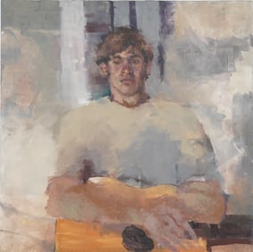 Vintage American Modernist Male Portrait Original Oil Painting