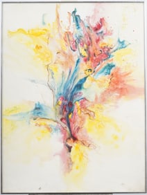 Large Antique American Abstract Expressionist Framed Original Oil Painting