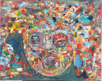 Antique American Abstract Expressionist Portrait Painting