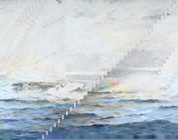 James Consor Large Signed American Nautical Whaling Seascape Framed Oil Painting