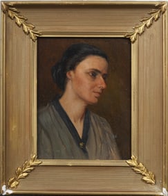 Antique American Impressionist Nicely Framed Portrait Original Oil Painting