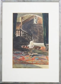 Antique American School Nicely Framed Impressionist Interior Scene Signed Painting