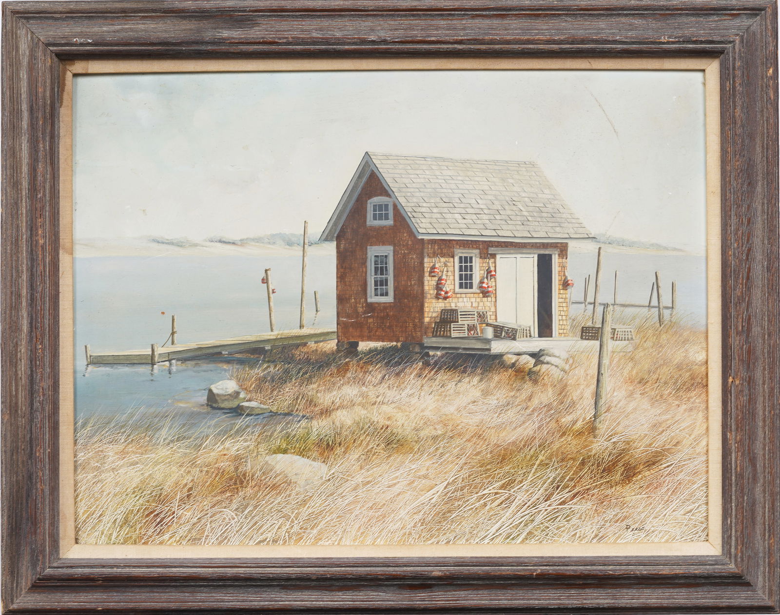Bruce Jeffrey Peeso (B.1951) Vintage American Serene Modernist Lake House Original Oil Painting (1 of 6)