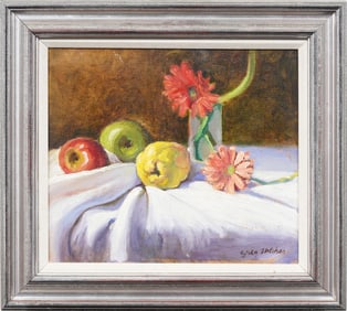 Greg Fletcher Signed Vintage American Modernist Still Life Framed Original Oil Painting