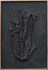 Edward Landon Antique American Minimalist Outsider Mixed Media Framed Original Oil Painting
