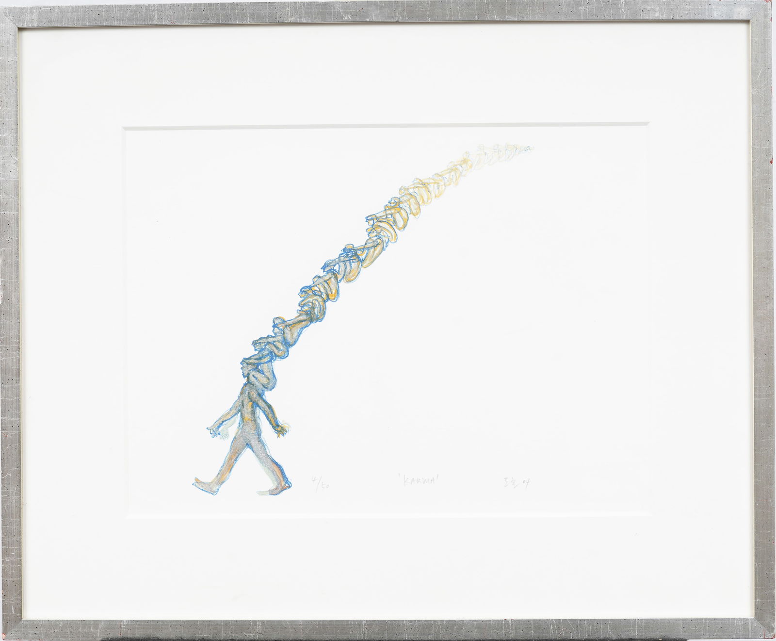 Do-Ho Suh (Born 1962) Important Korean Modernist Signed Mixed Media Drawing on Paper "karma" (1 of 6)