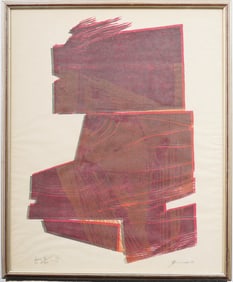 Maria Bonomi Signed Vintage American Modernist Woodcut Print "Ignes 1982" Original Print