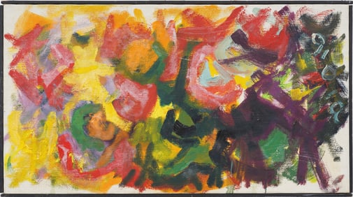 Antique American Abstract Expressionist Large Framed Oil Painting