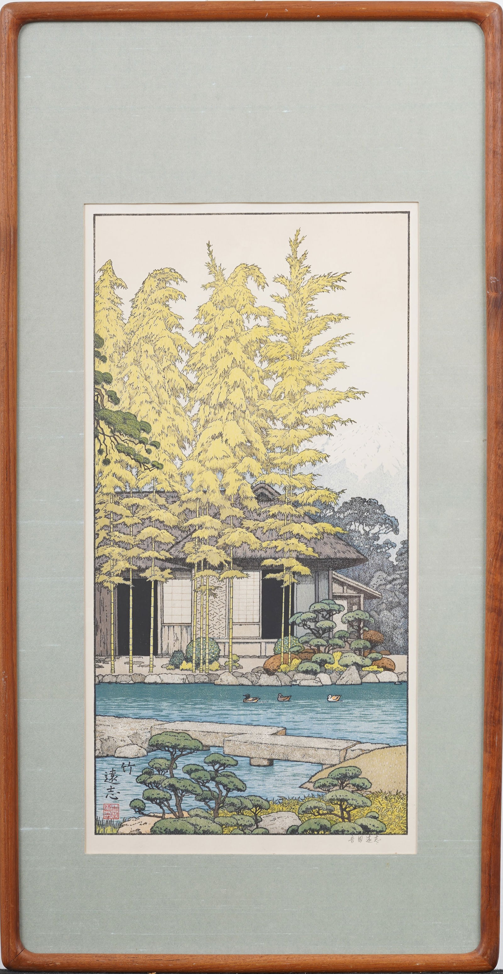 Toshi Yoshida (1911 - 1995) Antique Japanese Woodblock "Pine Tree of the Friendly Garden" Print (1 of 7)