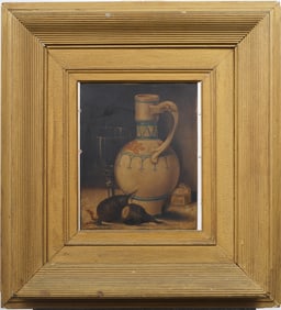 Antique American Nicely Framed 19th Century Still Life Original Oil Painting