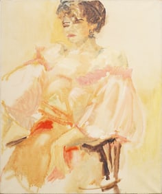 Penny Kronengold Antique American New York School Impressionist Signed Portrait Oil Painting