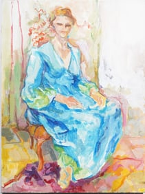 Antique American Modernist Portrait Original Oil Painting
