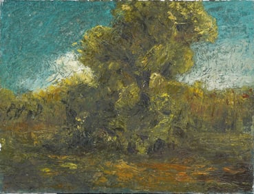 Vintage American Modernist Landscape Original Oil Painting