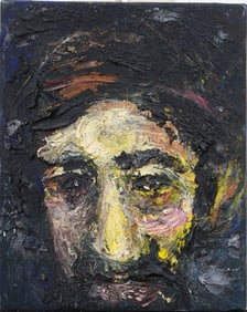 Vintage American Modern Male Portrait Original Oil Painting