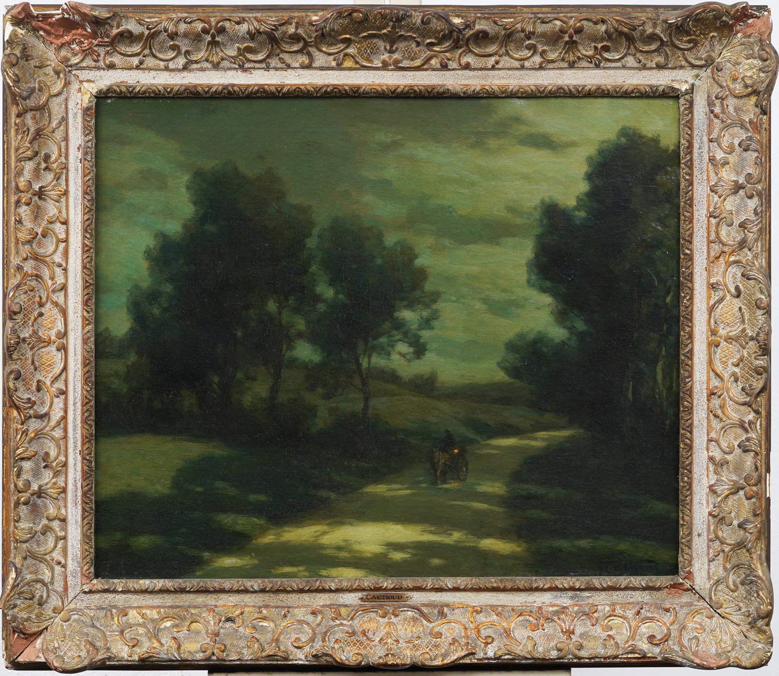 Francois Charles Cachoud (1866-1943) Antique French Nocturnal Framed Large Landscape Painting (1 of 6)