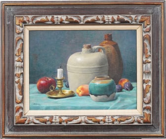 Vintage American Impressionist Signed Still Life Framed Original Oil Painting