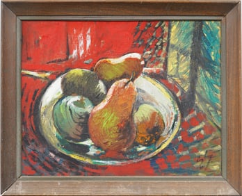 Signed Antique American Modernist Still Life Framed Original Oil Painting