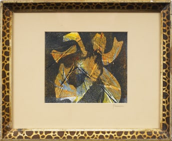 Antique American Modernist Nicely Framed Abstract Expressionist Silkscreen Print on Paper