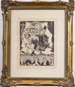 Signed Vintage Modernist Brazilian Political Print Nicely Framed
