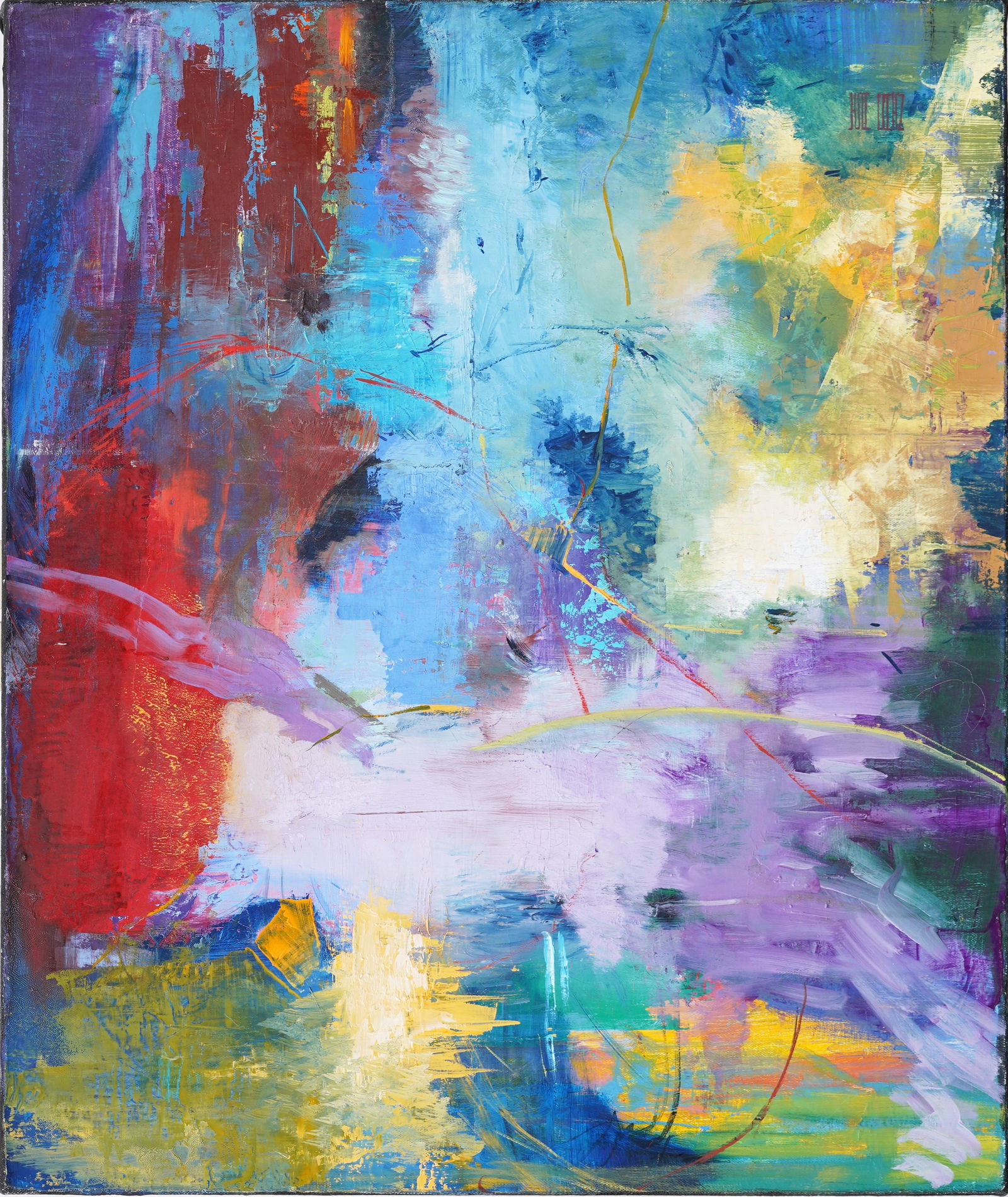 Signed Vintage American Abstract Expressionist Framed Original Oil Painting (1 of 6)